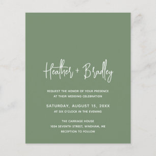 Papier Salage minimaliste Vert Moderne Budget Mariage Inv