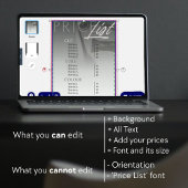 Papier Salon blanc gris neutre minimum Tarifs/Menu