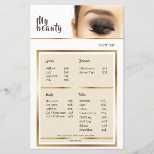 Papier Salon de beauté Blanc & Cadre d'or Liste des prix
