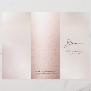 Papier Salon de beauté de coiffeur Rose Gold Tri-Fold