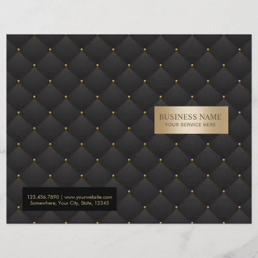 Papier Salon de Beauté Luxe Black & Gold Quilted Bi-Fold (Devant)