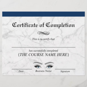 Papier Salon de beauté Marine Marbre Certificat d'achèvem