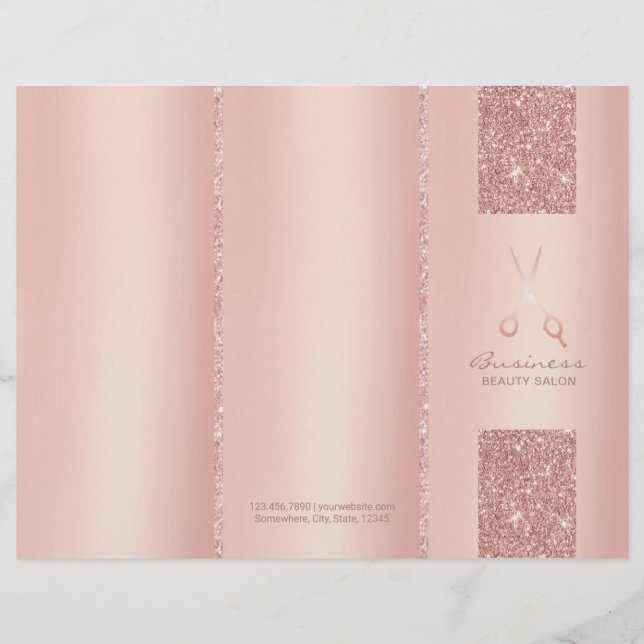 Papier Salon de beauté Rose Gold Tri-Fold Bruchures (Devant)