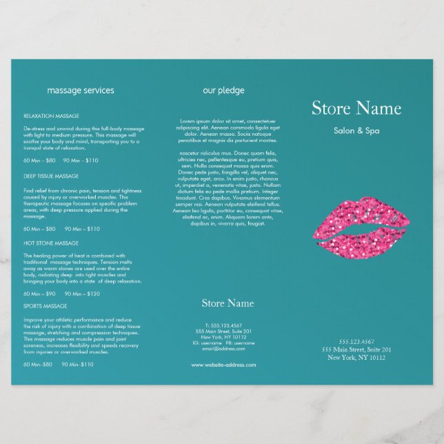 Papier Salon de beauté turquoise Green Lips Tripli Bruchu (Devant)