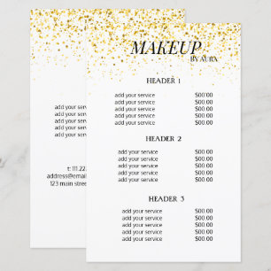 Papier Salon de coiffure en marbre clair Liste de prix Mo
