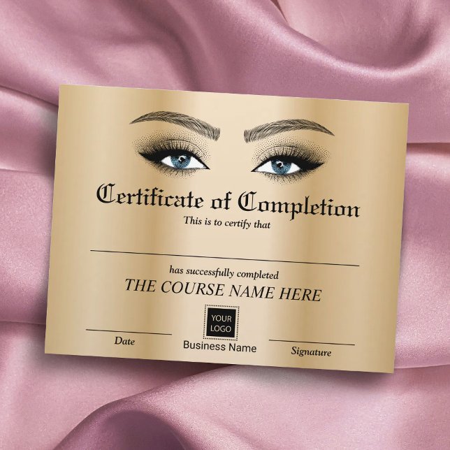 Papier Salon Lashes Brows Certificat d'achèvement (Créateur téléchargé)