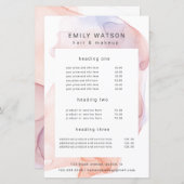 Papier salon moderne soie transparente liste de prix (Devant / Derrière)