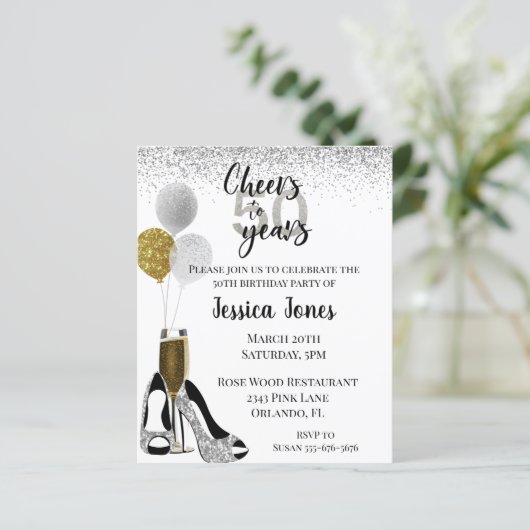 Papier Salutations à 50 ans Parties scintillant d'or d'ar (Debout devant)