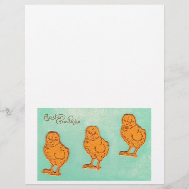 Papier Salutations de Pâques Chicks Vert (Devant)