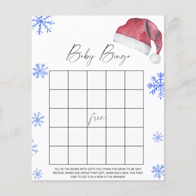 Papier Santa hat - bébé jeu de bingo (Devant)