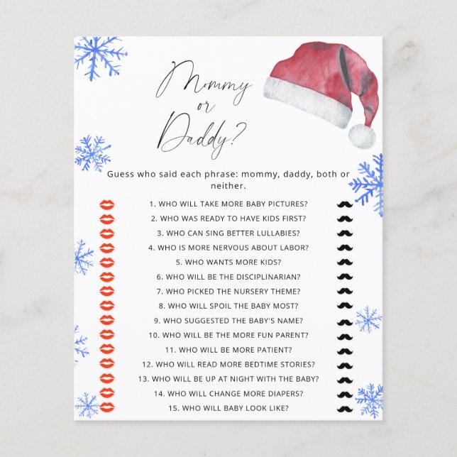 Papier Santa hat - jeu maman ou papa (Devant)