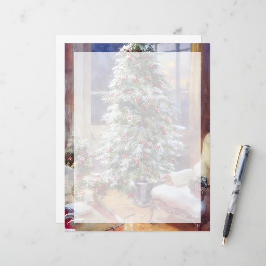 Papier Sapin de Noël à l'ancienne (Devant/Arrière en situation)