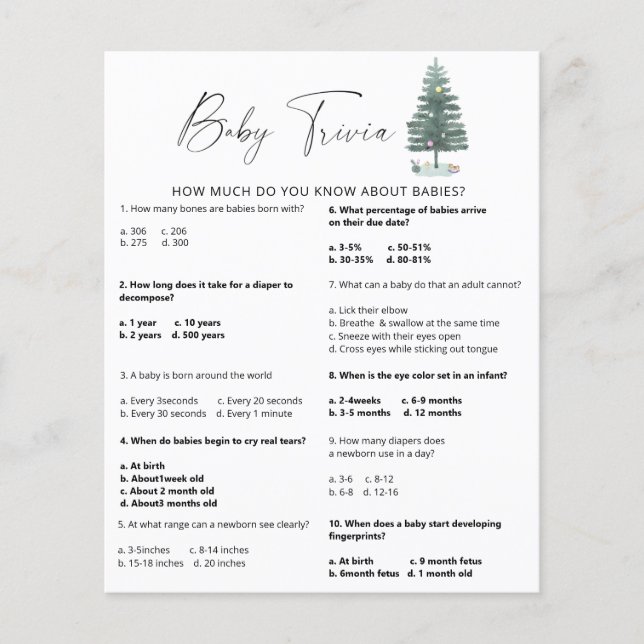 Papier Sapin de Noël - Bébé Quiz (Devant)