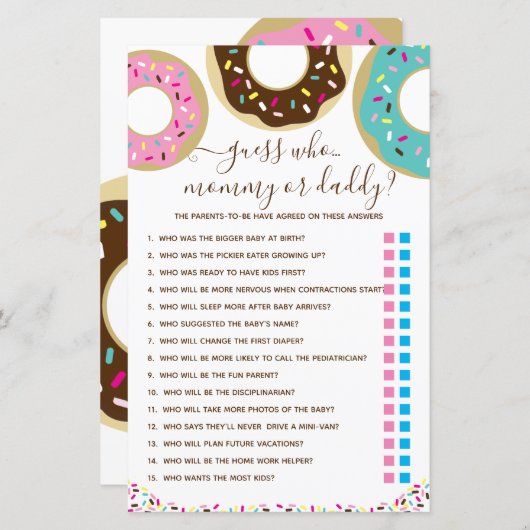 Papier Saupoudré D'Amour Devine Qui ? Jeu (Devant / Derrière)