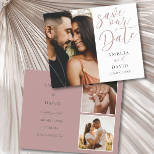 Papier Sauvegarder notre date Photo de mariage rose budge