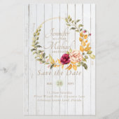 Papier Save The Dates Floral Wreath BUDGET les moins cher (Devant)