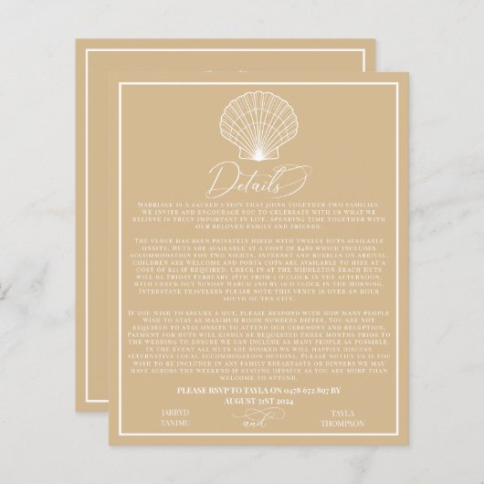 Papier Scallop Shell Seahorses Plage Mariage Invitation (Devant / Derrière)