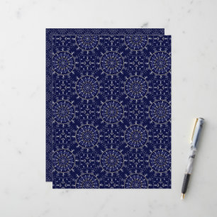 Papier Scandinave Ditsy Winter Navy & Gold Diamond Tile