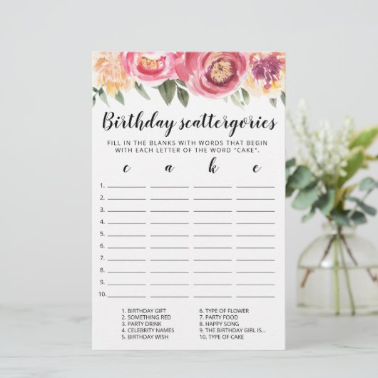 Papier Scattergories Anniversaire jeu modifiable (Debout devant)