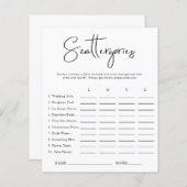 Papier Scattergories | Jeu de Fête des mariées (Devant / Derrière)
