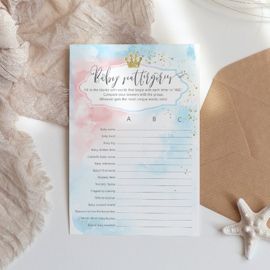 Papier Scattergories | Jeu de révélation de genre ABC