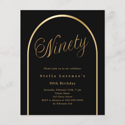 Papier Scénario d'arc en or noir 90e anniversaire invitat (Devant)