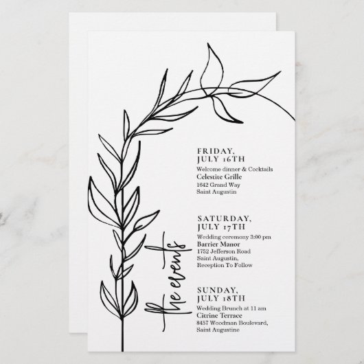 Papier Scénario d'événements Mariage Arc minimal de scrip (Devant / Derrière)