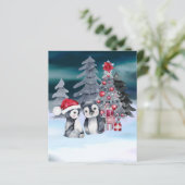 Papier Scène de sapin de Noël de pingouin à petit budget (Debout devant)