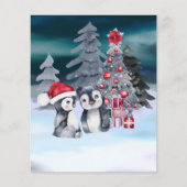 Papier Scène de sapin de Noël de pingouin à petit budget (Devant)