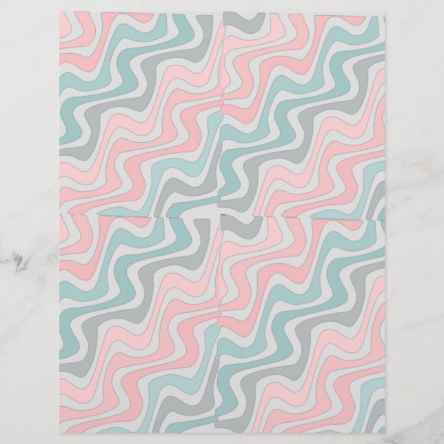 Papier scrapbook à ligne ondulée pastel (Devant)