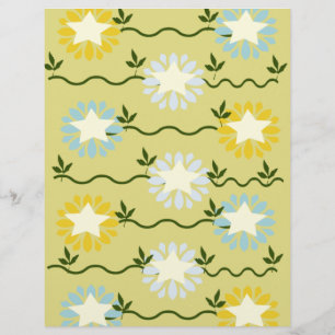 Papier scrapbook à motif floral étoilé pastel