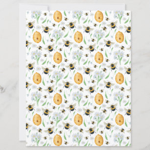 Papier scrapbook Abeilles miel floral