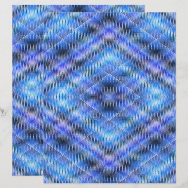 Papier scrapbook Argyle Bleu recto-verso (Devant / Derrière)