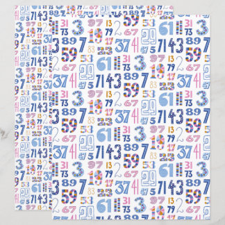 Papier scrapbook blanc nombres premiers jusqu'à 10