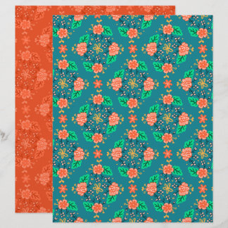 Papier scrapbook bleu à guirlande