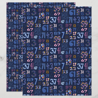 Papier scrapbook bleu foncé Nombres premiers jusqu