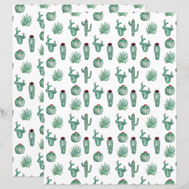 Papier scrapbook Cactus du Sud-Ouest (Devant / Derrière)