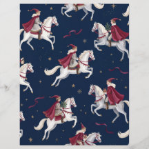 Papier scrapbook Cavaliers de Noël Bourgogne