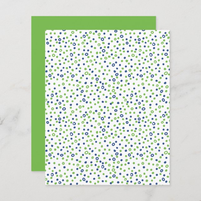 Papier scrapbook Cercles Points Bleu Vert (Devant / Derrière)