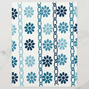 papier scrapbook chaîne florale bleue