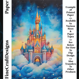 Papier scrapbook Château Aquarelle Dans Les Nuages