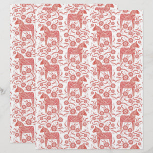 Papier scrapbook Cheval Dala suédois Art Populaire