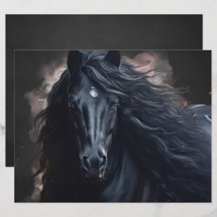 Papier scrapbook Cheval Frison Noir