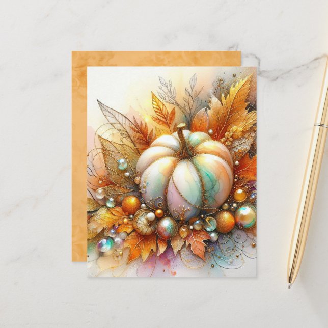 Papier scrapbook Citrouille & Baubles d'Automne (Devant/Arrière en situation)