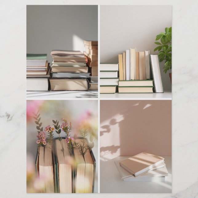 Papier scrapbook collage de livres Light Academia  (Devant)