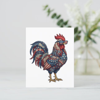 Papier scrapbook Coq brodé faux patriotique