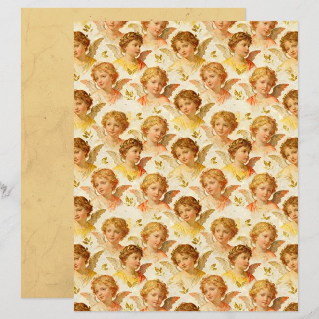 Papier scrapbook d'anges de la Renaissance (Devant / Derrière)