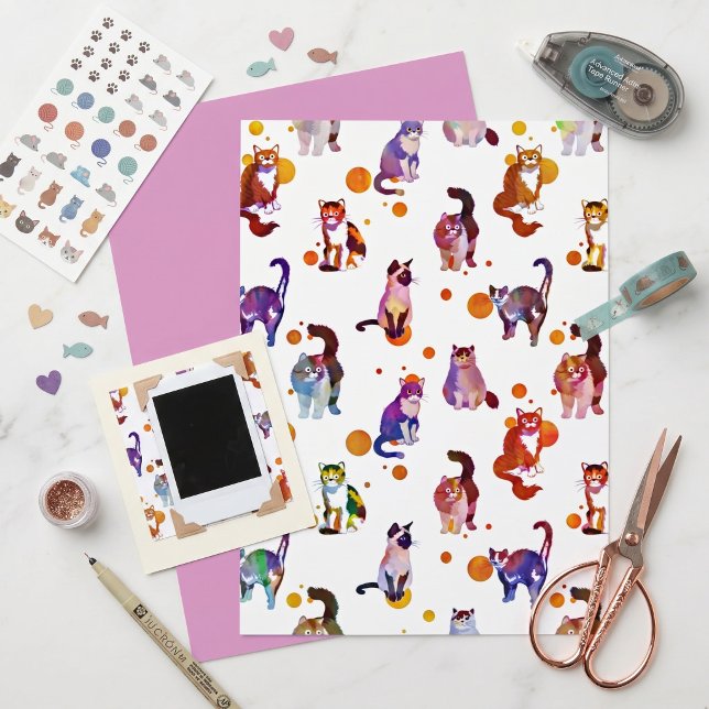 Papier scrapbook de chats colorés (Créateur téléchargé)