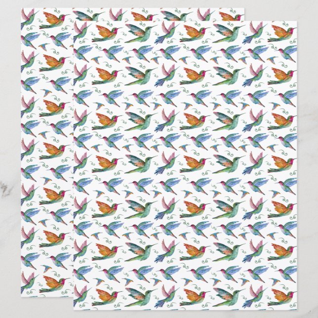 Papier scrapbook de colibris (Devant / Derrière)