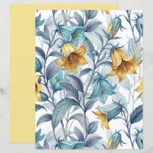Papier scrapbook de fleurs de lys jaunes élégants